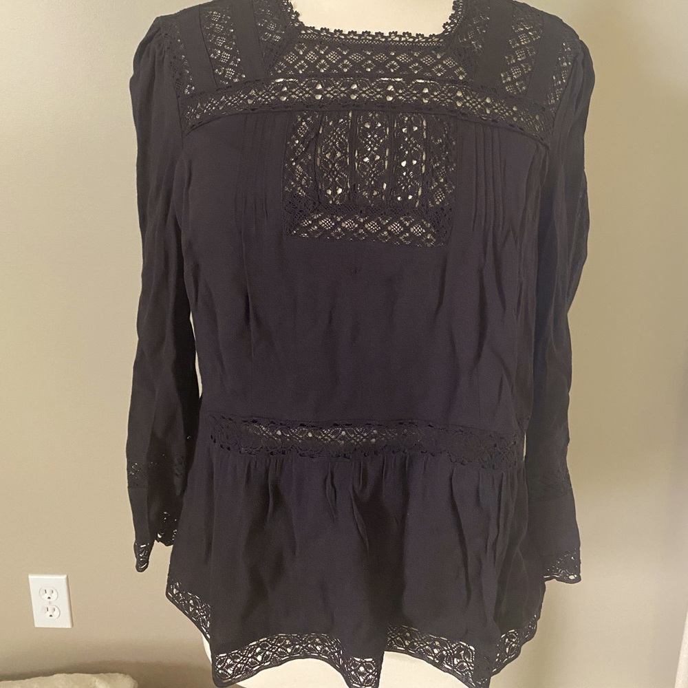J.Crew long sleeved black blouse.